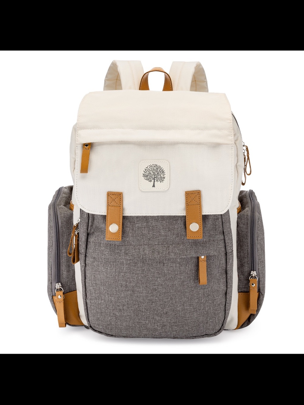 Parker Baby Co Birch Bag Diaper Backpack Cream Gray Vegan Leather